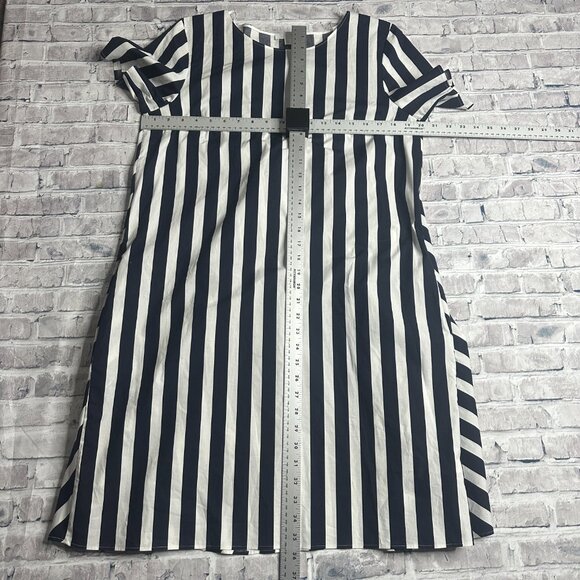 EUC COS Twist Back White and Navy Vertical Striped Dress Size 12 - Picture 15 of 16